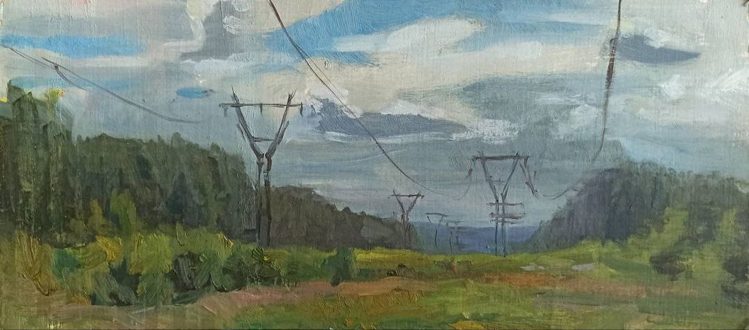landscape with power lines